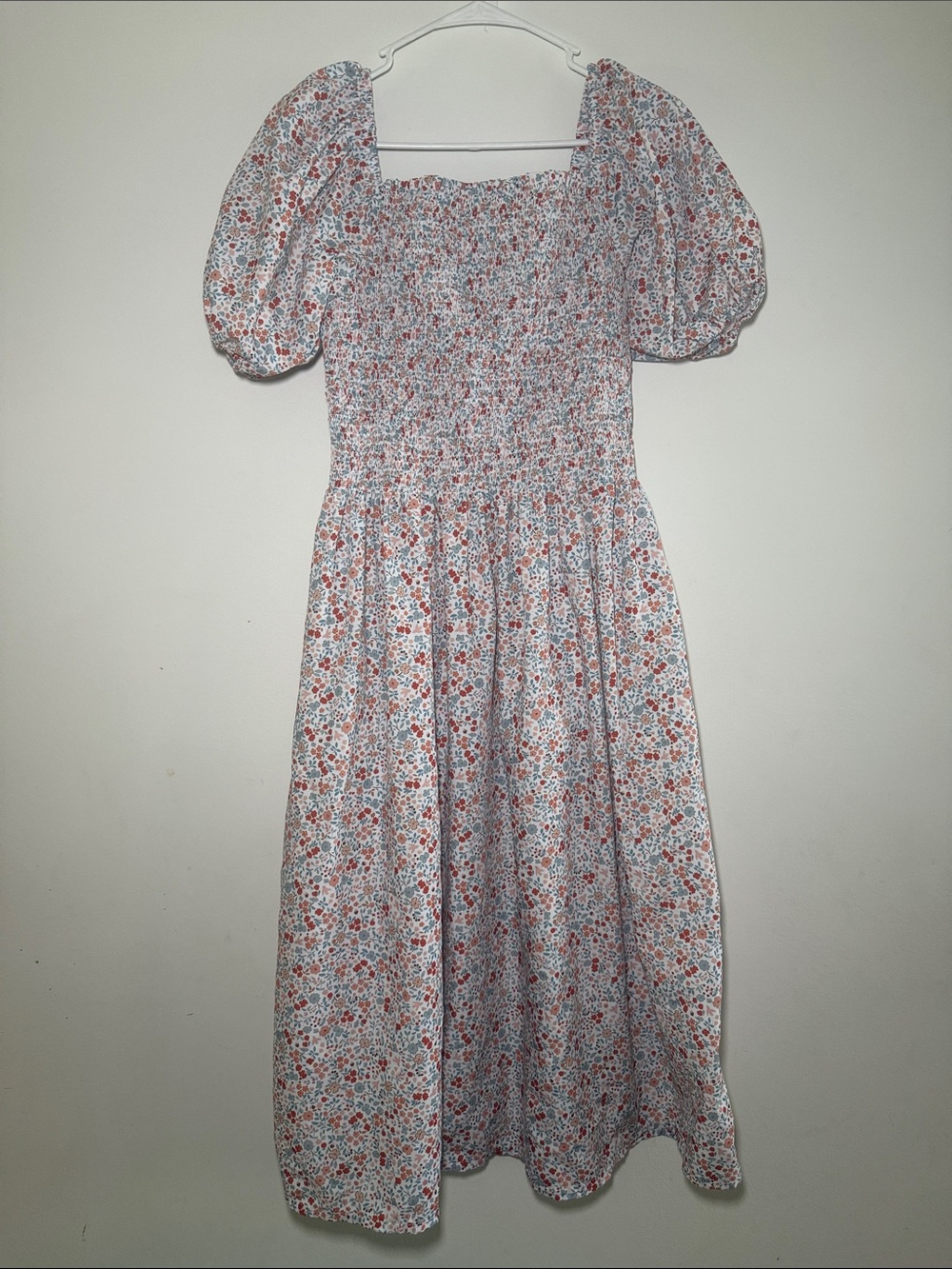 Saving Grace Smocks Women’s Floral Smocked Puff Sleeve Midi Dress Size Large